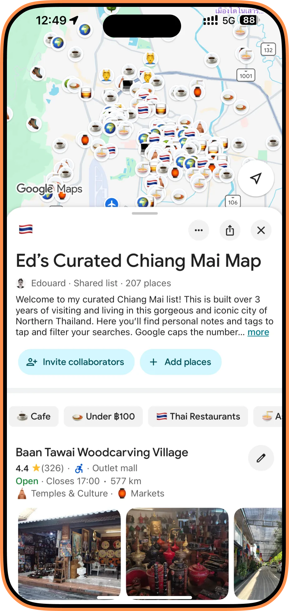 iPhone showing Chiang Mai Maps