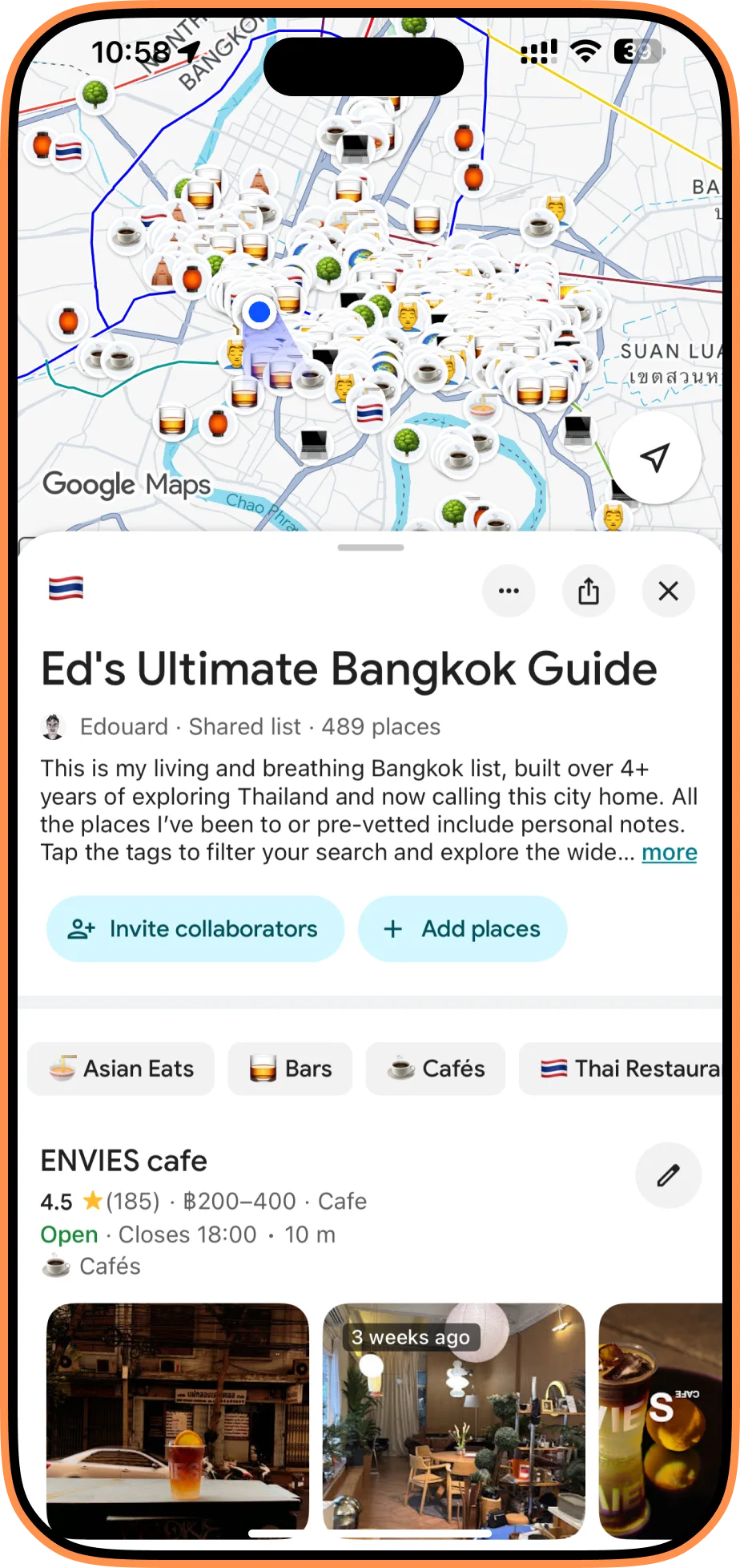 iPhone 16 Pro showing Bangkok Maps