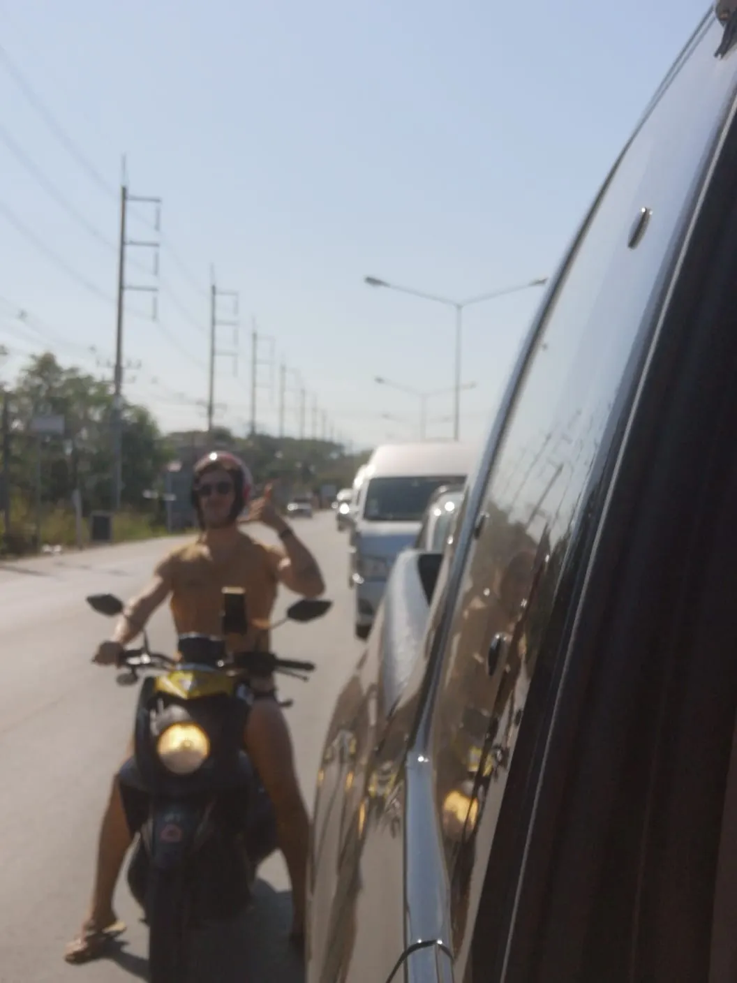 Ed riding through Chiang Mai